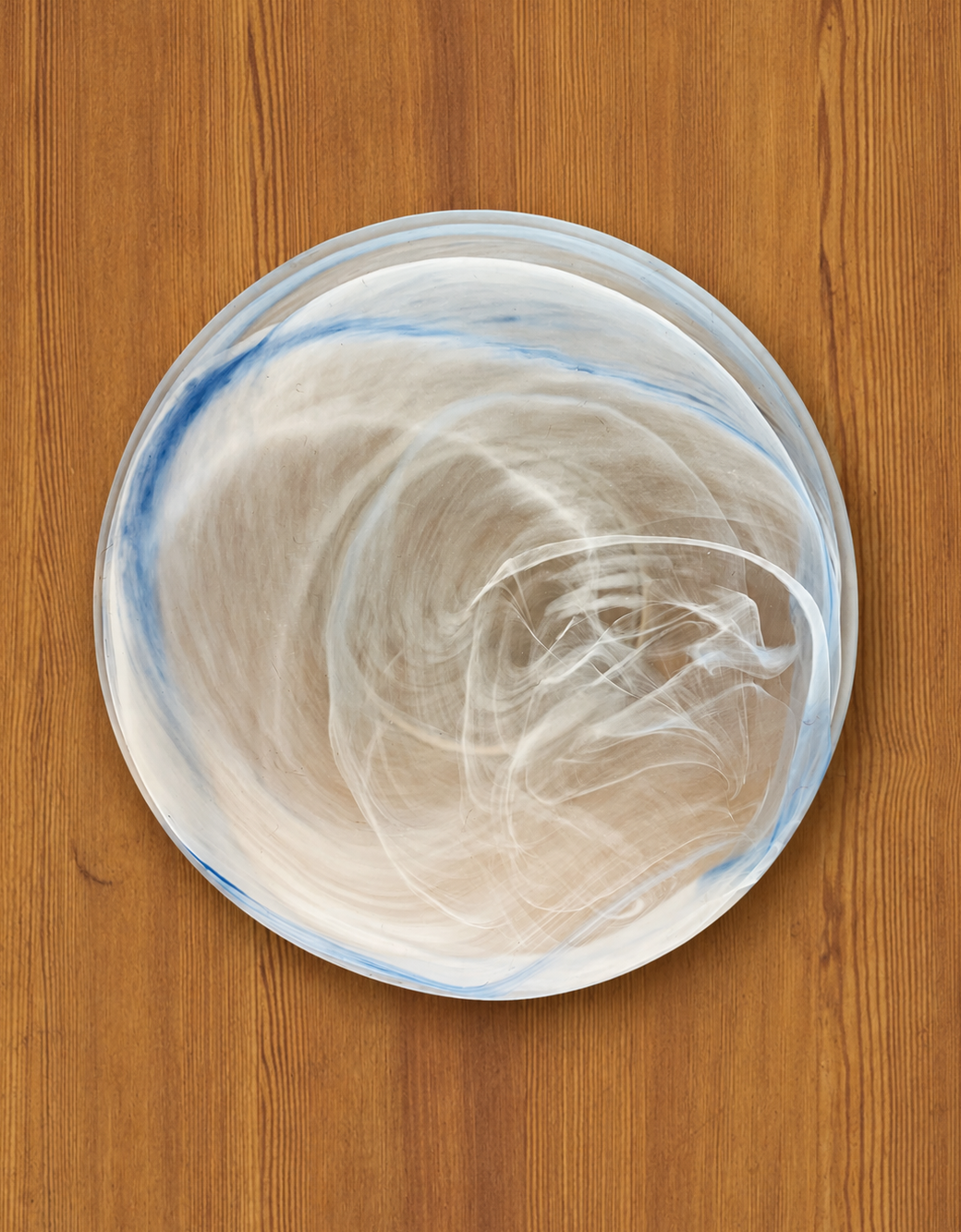 Handblown Blue Swirl Art Glass Catchall Bowl