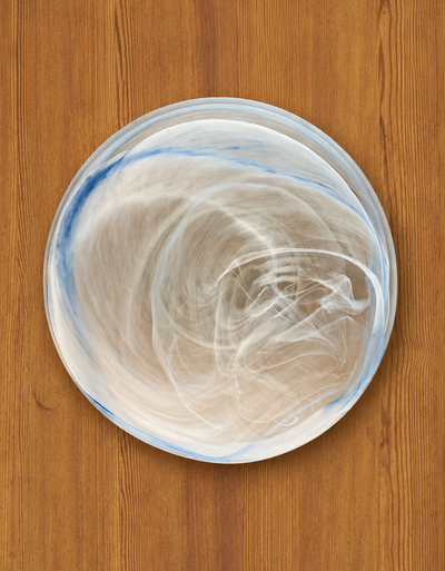 Handblown Blue Swirl Art Glass Catchall Bowl