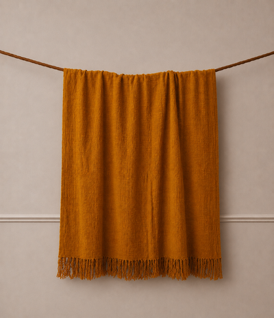 Yellow Natural-Dyed Vibrant Throw Blanket