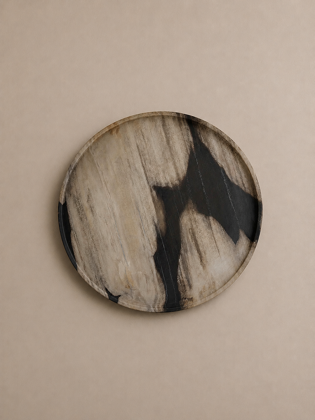 Black & White Abstract Petrified Wood Tray
