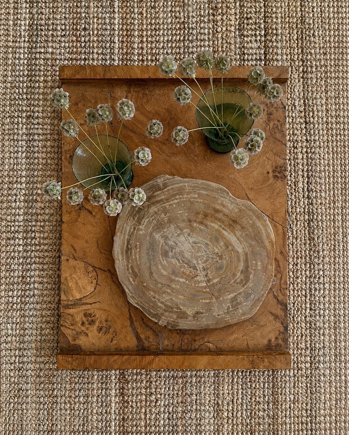 Natural Stone Petrified Wood Slice Tray