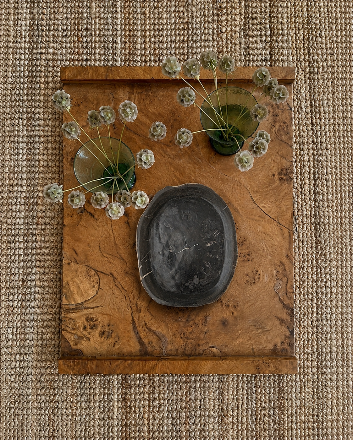 Soft Black Organic Petrified Wood Tray