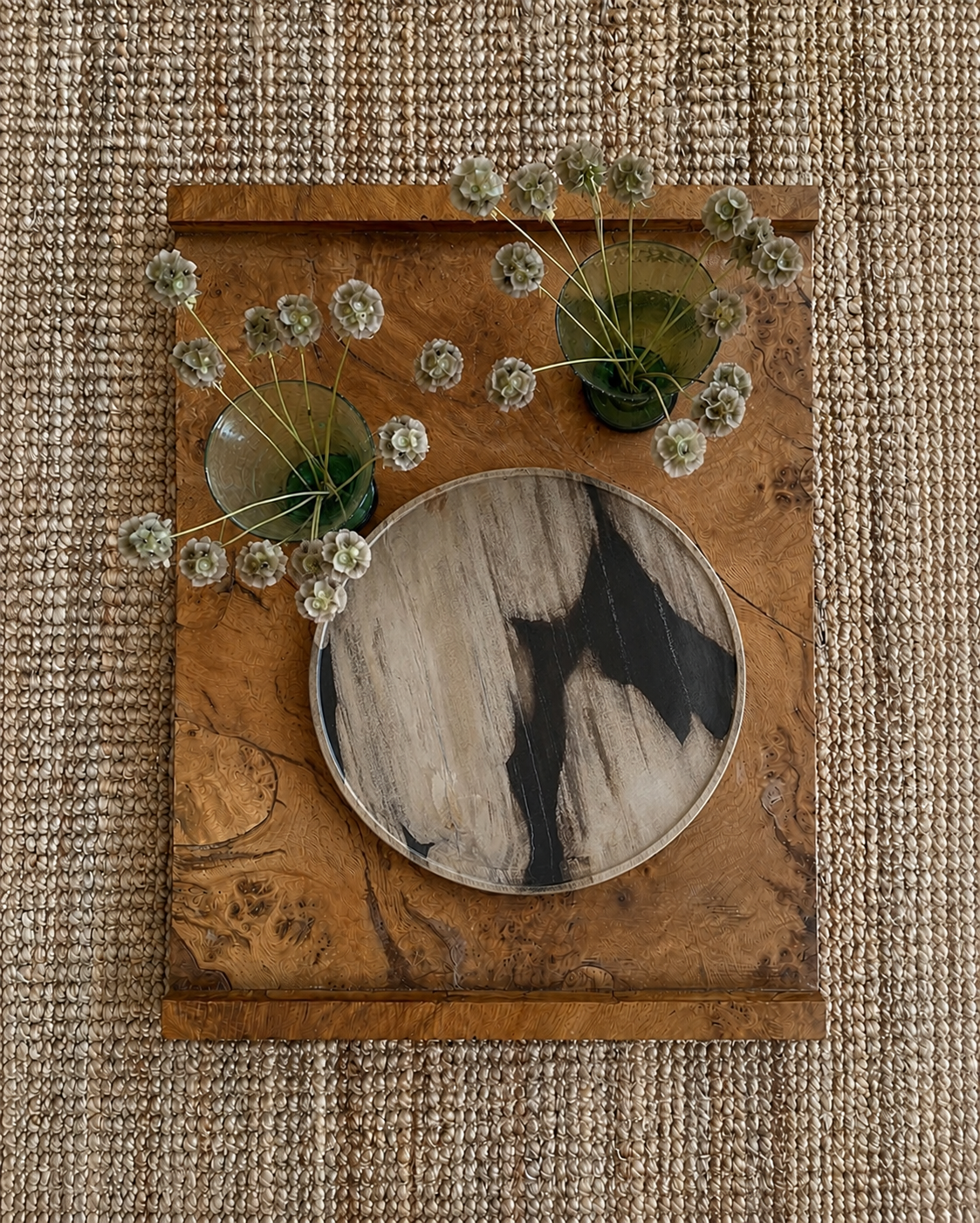 Black & White Abstract Petrified Wood Tray
