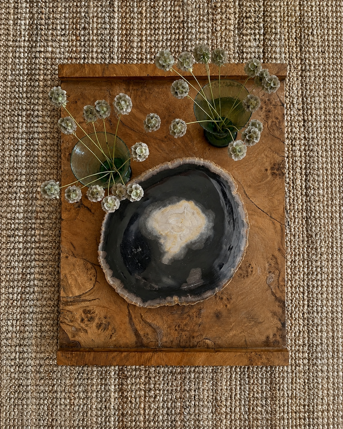 Midnight Centre Petrified Wood Bowl Tray