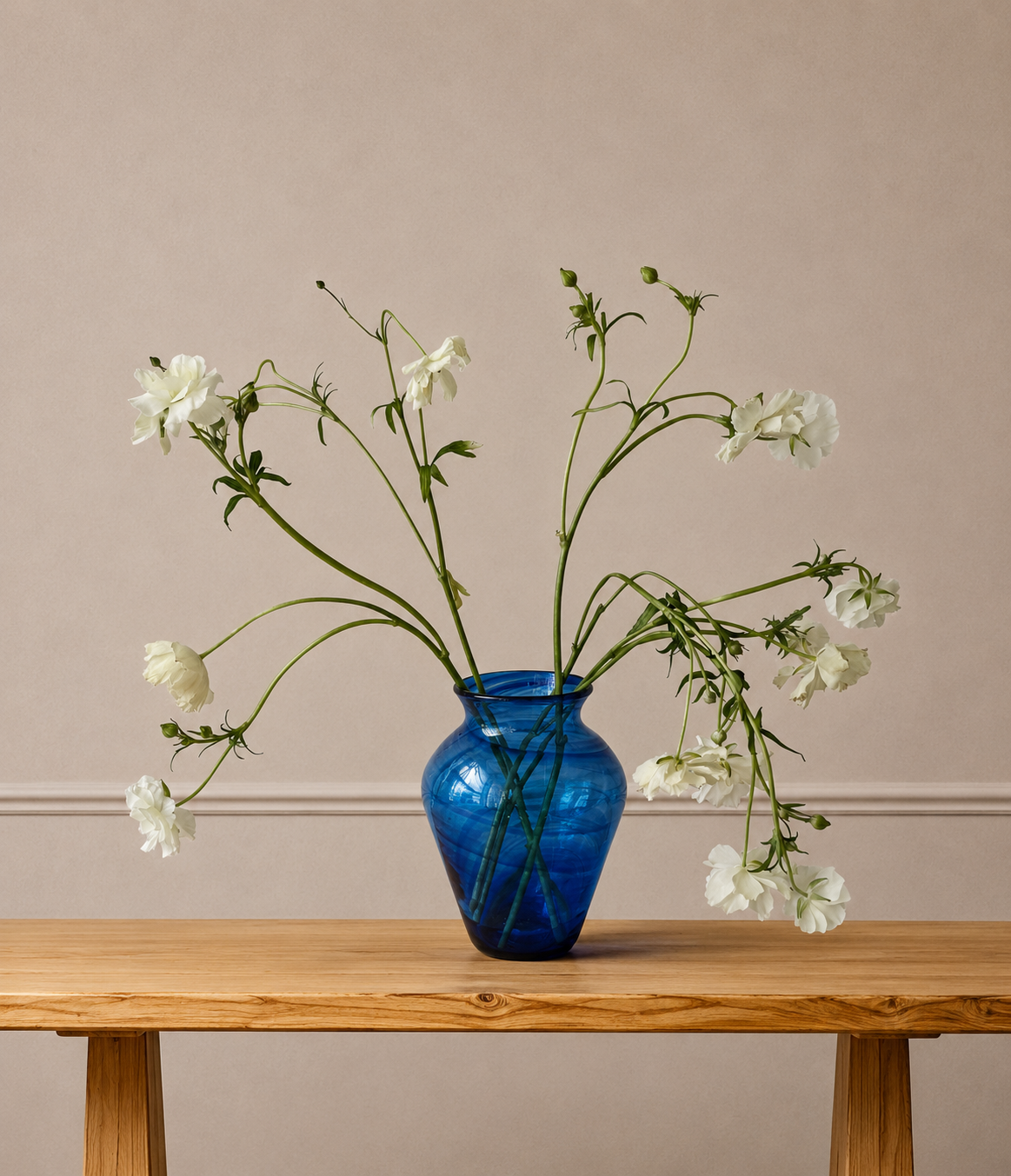 Handblown Blue Glass Vase