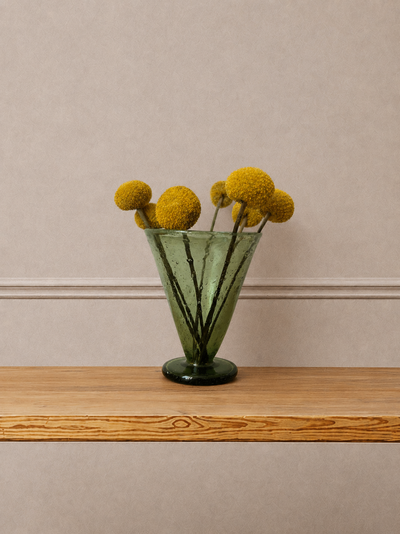 Green Fluted Glass Vase Set (Set of 3)