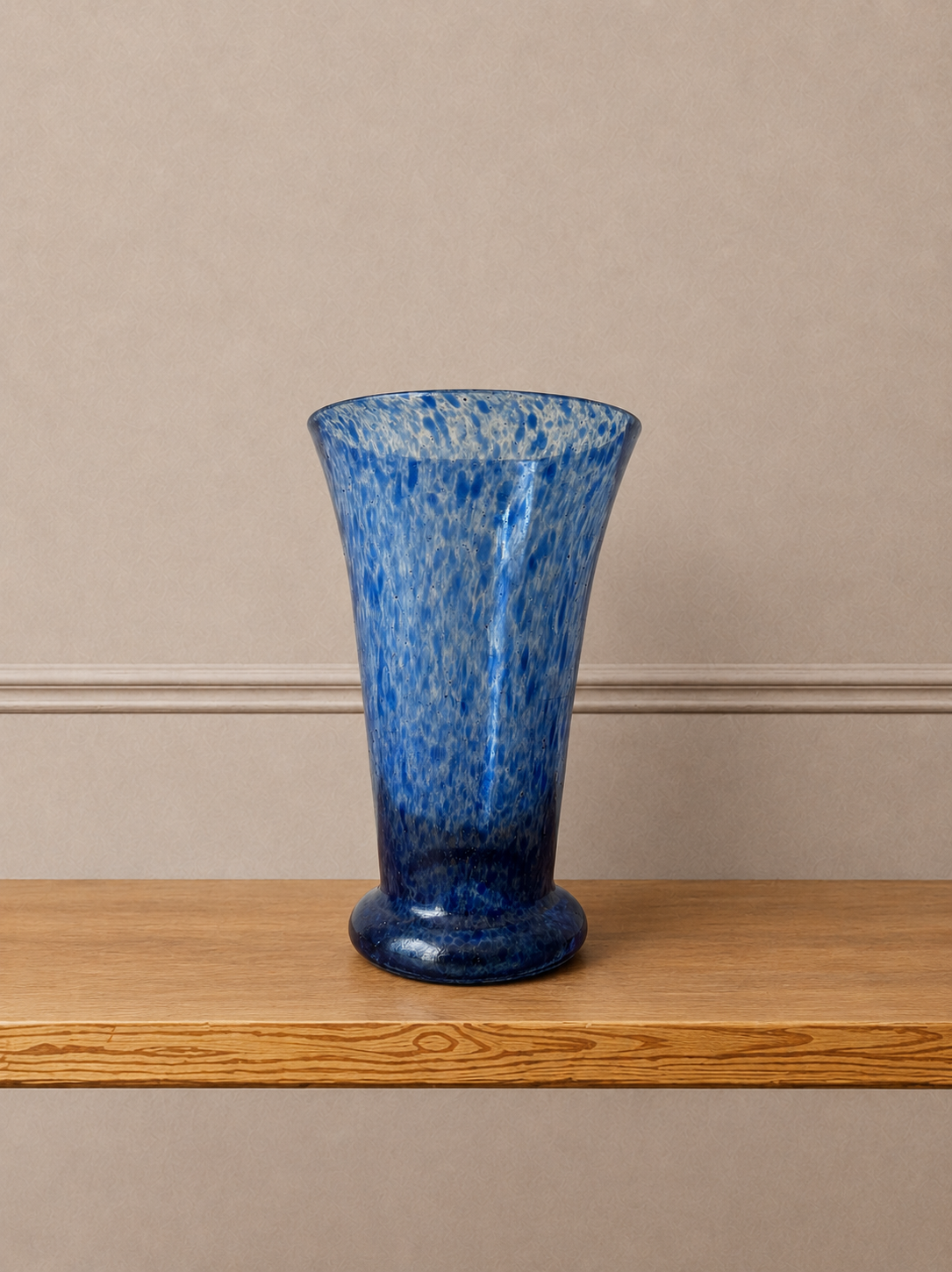 Hand-Blown Blue Art Glass Vase