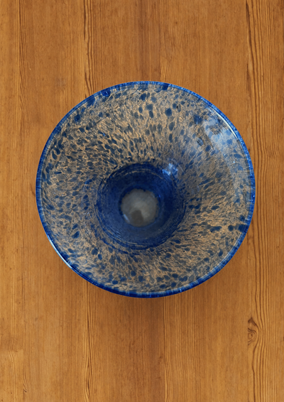 Hand-Blown Blue Art Glass Vase
