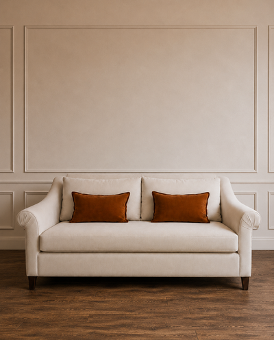Handmade Sofa Upholstered in Rose Uniacke Popcorn fabric
