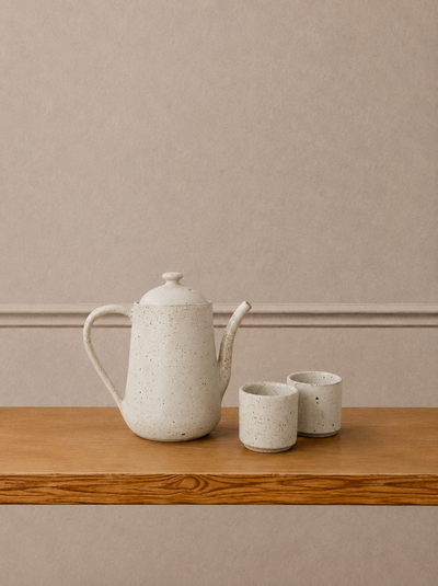 Speckled Ceramic Tea set with two cups included