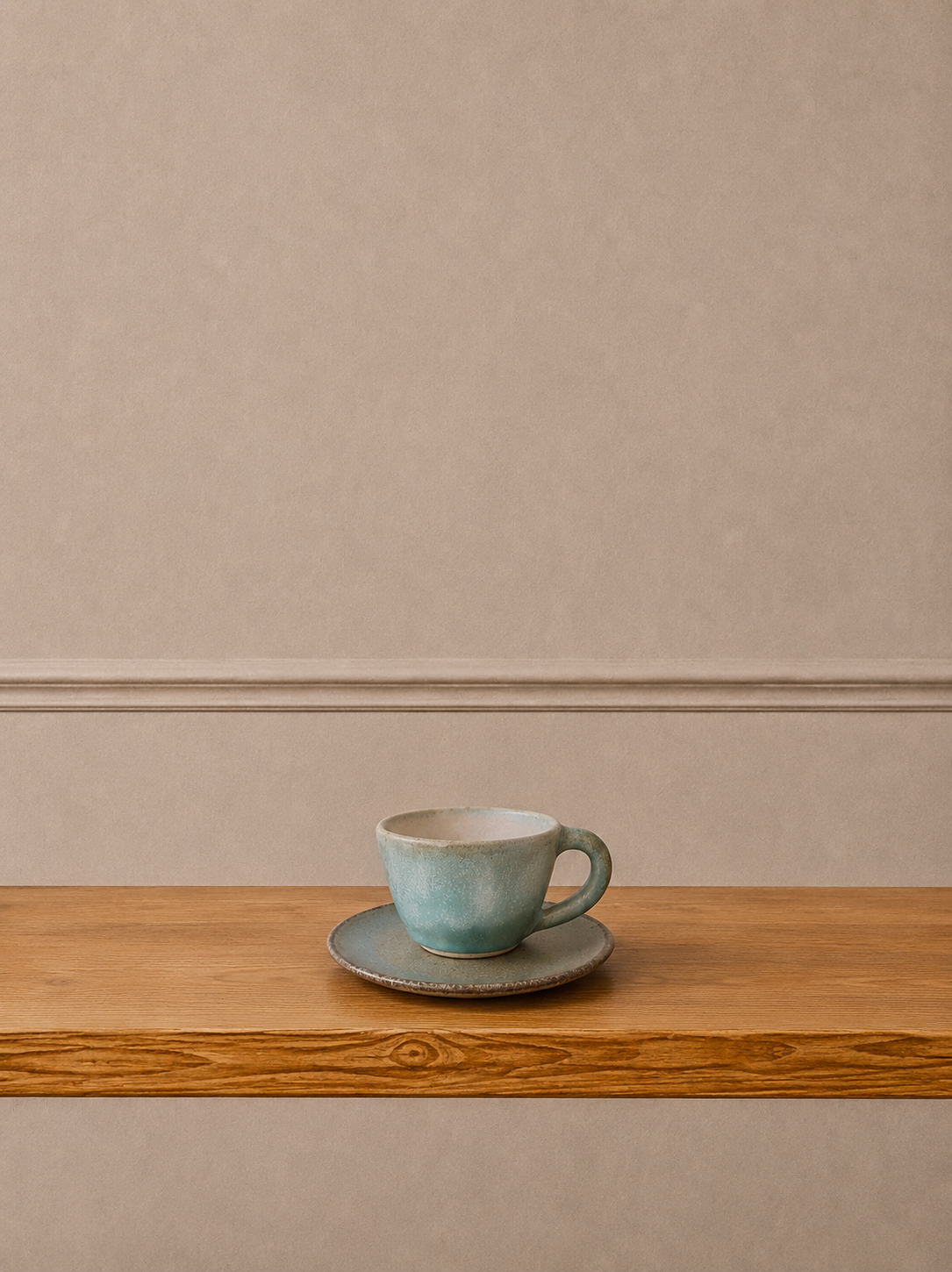 Hand-Glazed Ceramic Espresso Cup & Saucer