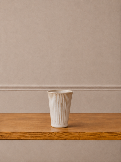 Hand-Thrown Fluted Ceramic Mug