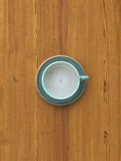 Hand-Glazed Ceramic Espresso Cup & Saucer