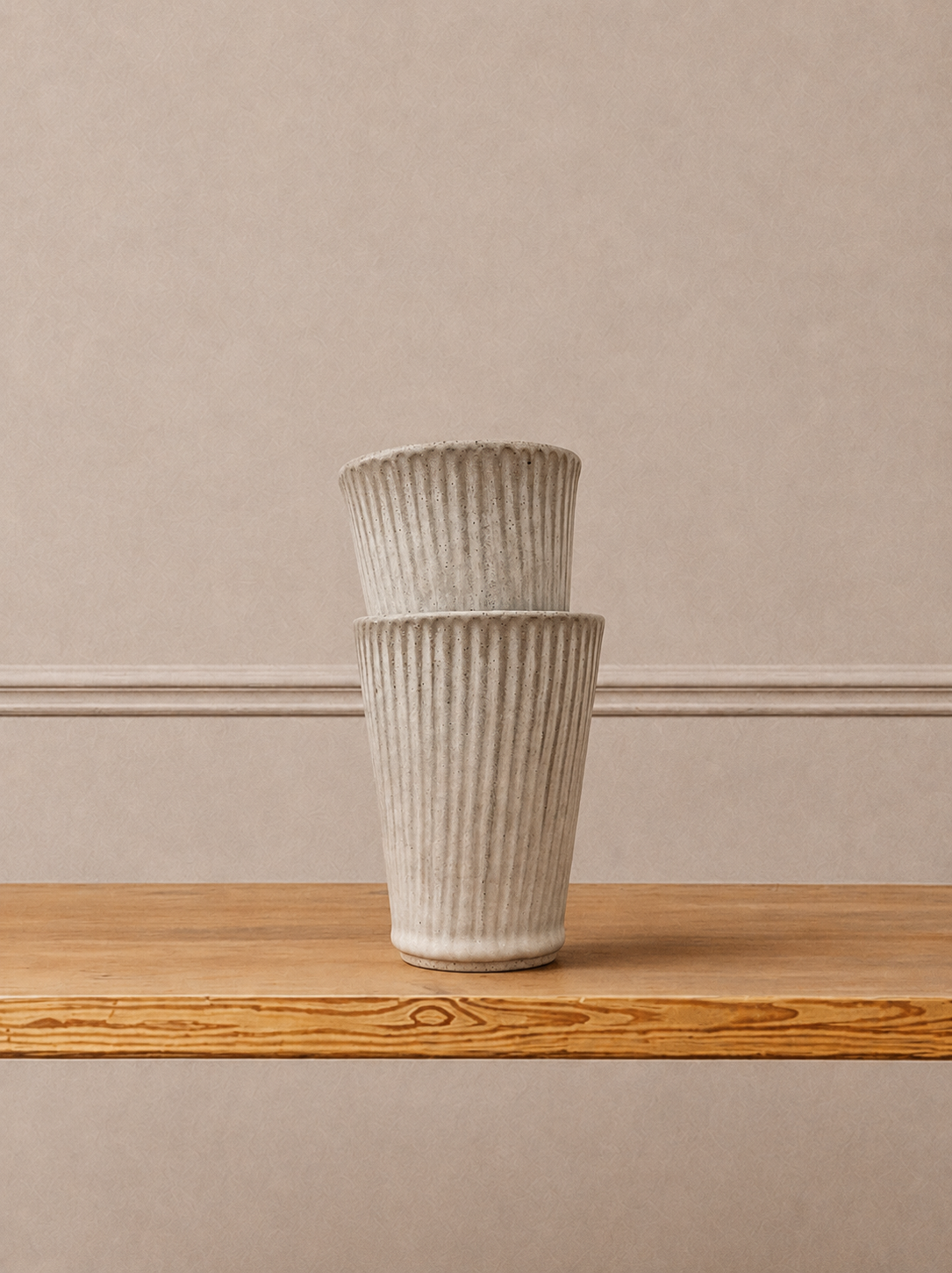 Hand-Thrown Fluted Ceramic Mug