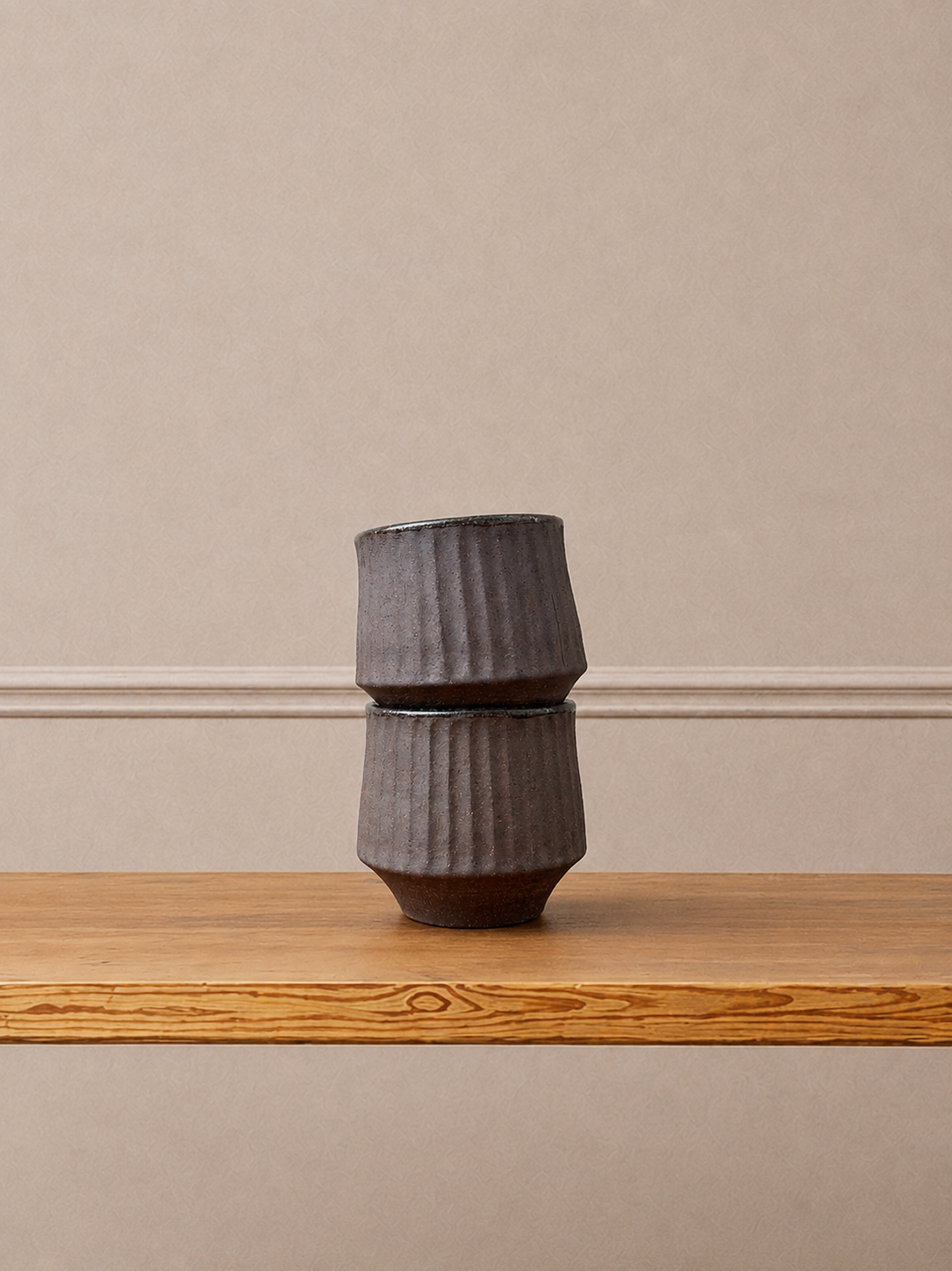 Hand-Thrown Fluted Ceramic Mug