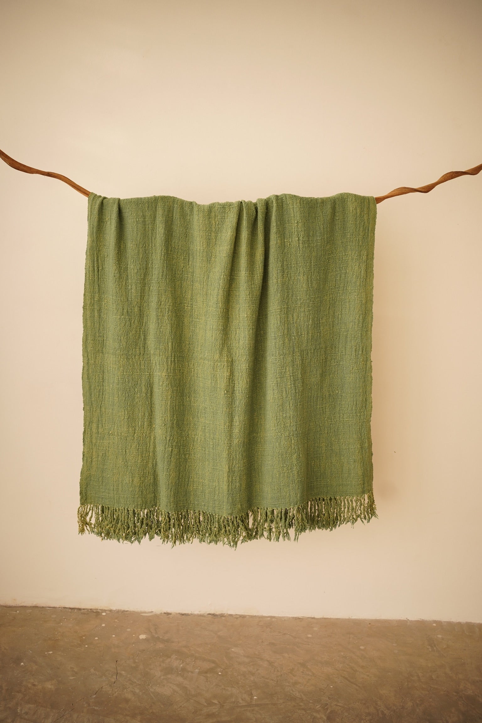 Green Natural-Dyed Vibrant Throw Blanket